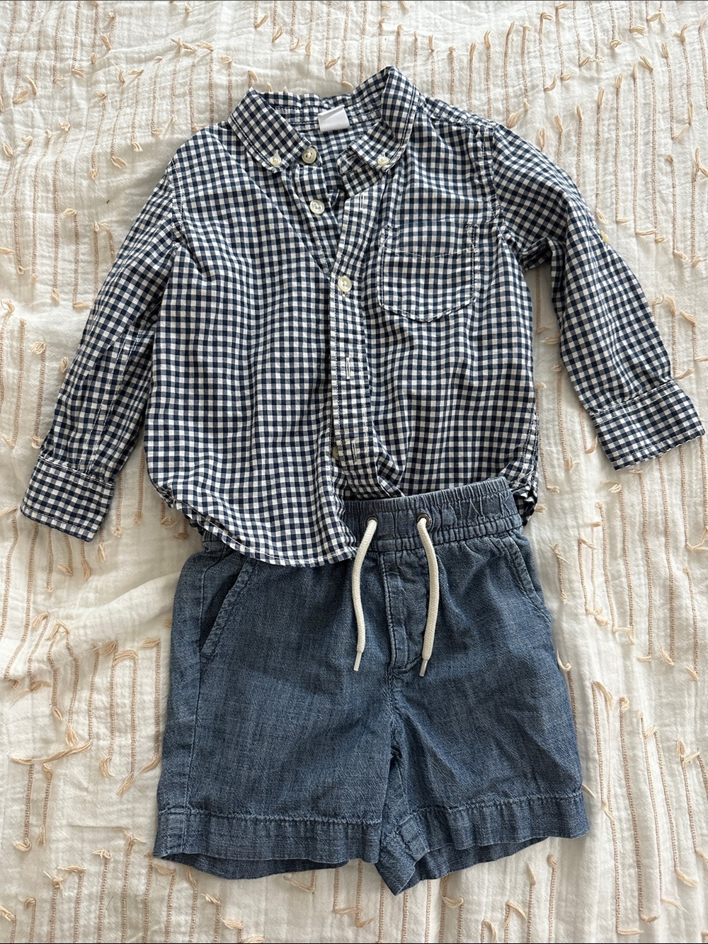 GAP Navy & White Gingham Button-Down Set
